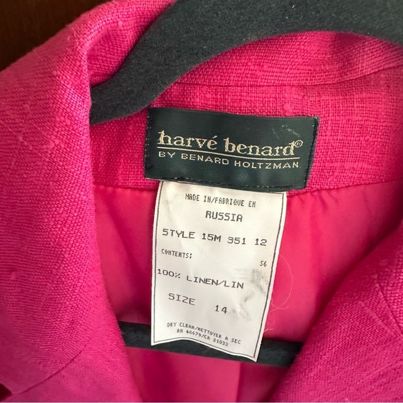 Vintage Harve' Benard Women's Pink 100% Linen with Front Pocket Jacket Size: 14 - Picture 7 of 13